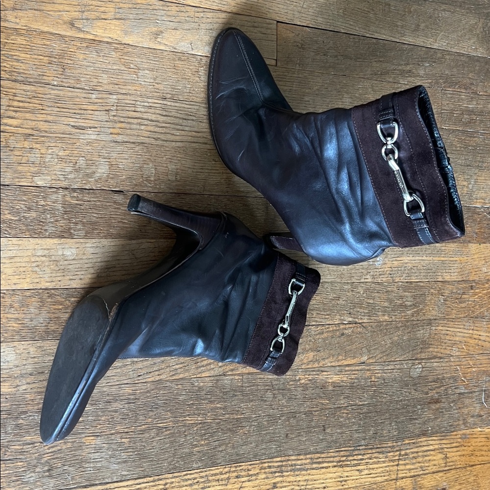 Vintage Coach Heeled Booties w/ Silver Accents